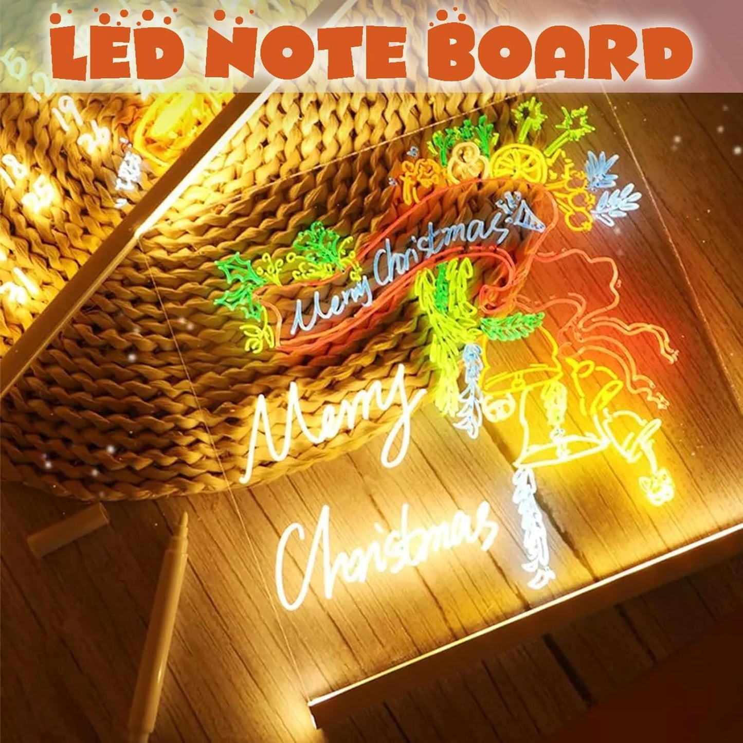 Colorful 7-Color LED Dry-Erase Board for Kids - Acrylic Message Board with Stand, USB Powered, Rewritable, Night Light, Perfect for Home & School, Ultra-Thin Tracing Light Board